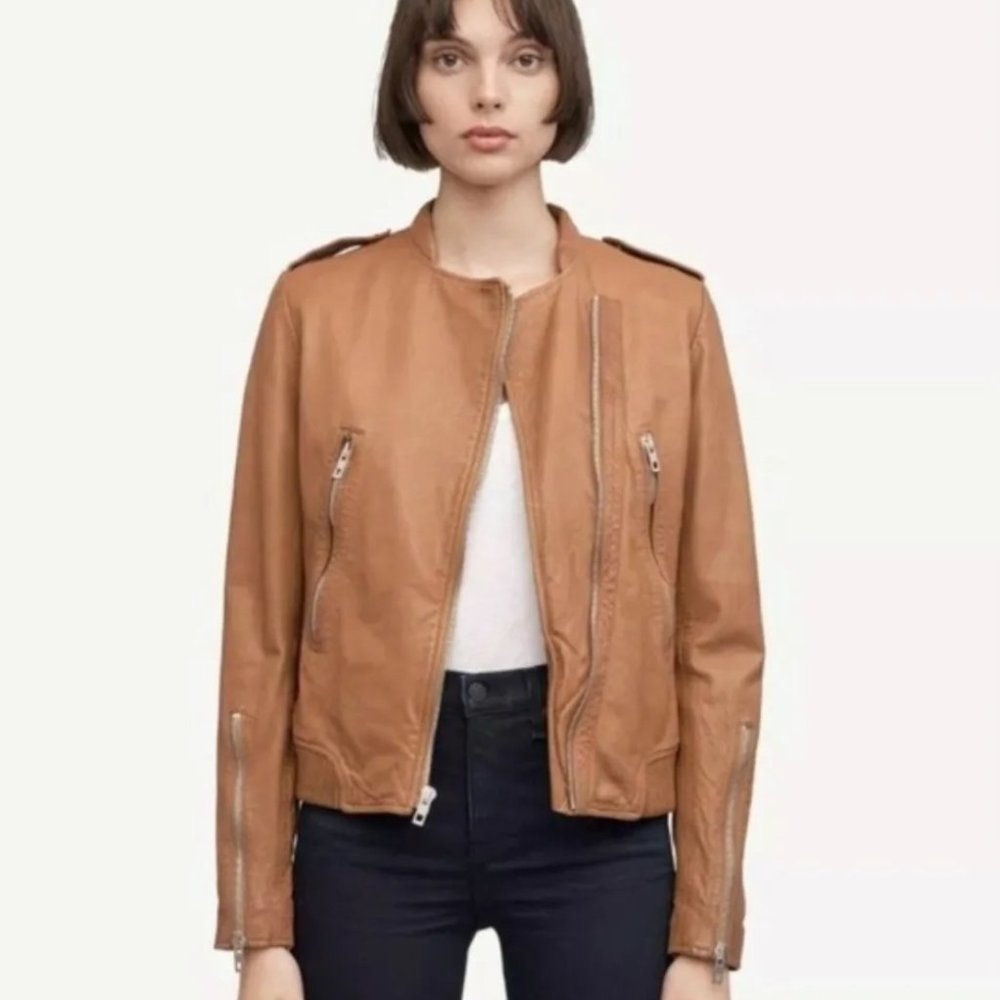 Rag & Bone 'Lyon' Moto Jacket - Size 0 - Tan